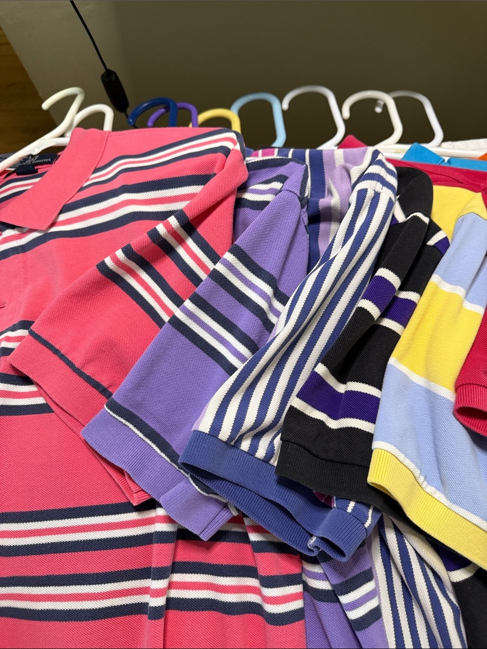 10 Ralph Lauren Polo shirts. 7 striped 3 solid sell as bundle - Picture 3 of 4